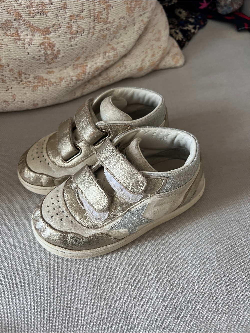 GOLDEN GOOSE Kids Metallic Gold Star Velcro Sneakers